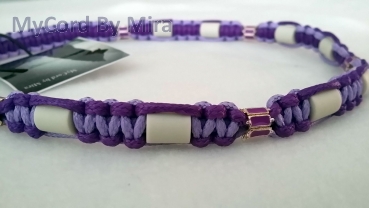 EM-Keramik Halsband  US Cord - Wachscord lila