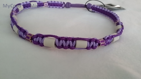 EM-Keramik Halsband  US Cord - Wachscord lila