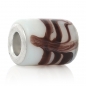 Preview: European Charm weiss - braun bemalt  - Lochdurchmesser  5,1mm