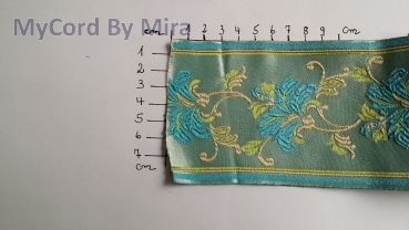 Jacquard Webband 80 mm -  türkise Blume