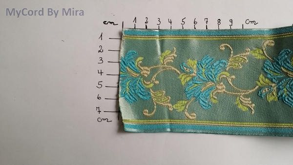 Jacquard Webband 80 mm -  türkise Blume