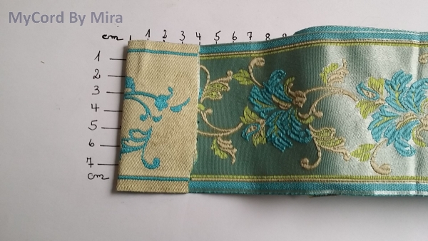 Jacquard Webband 80 mm -  türkise Blume