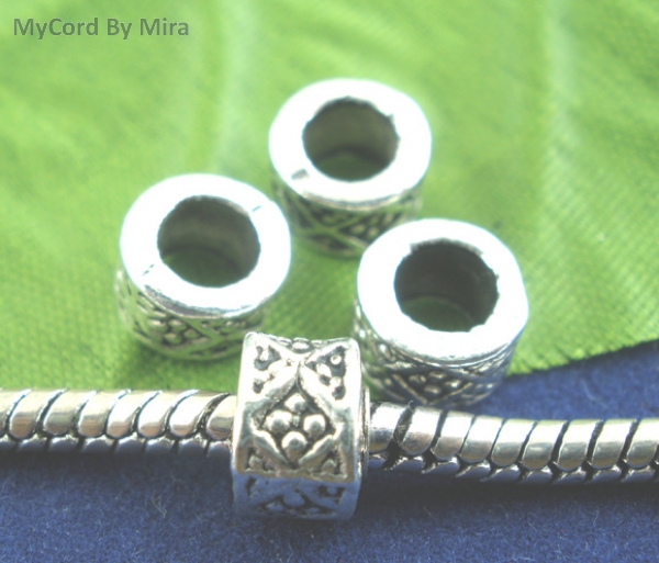 Großlochperle "Quadrat" - Lochdurchmesser  4,7mm