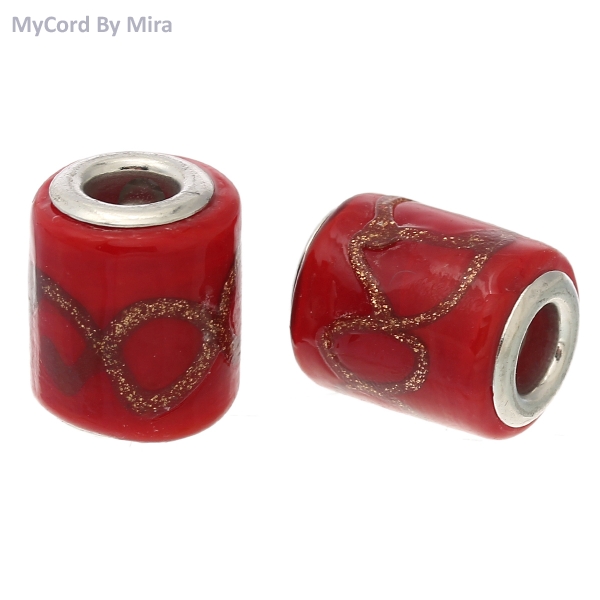 European Charm rot mit Glitter  - Lochdurchmesser  5,1mm