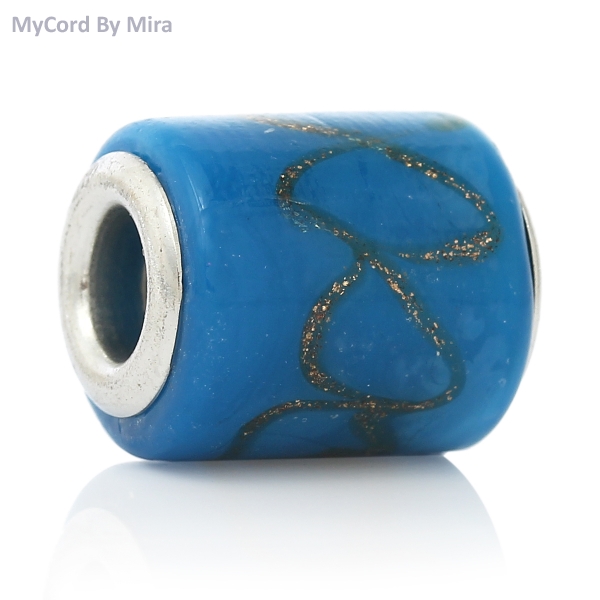 European Charm blau mit Glitter  - Lochdurchmesser  5,1mm
